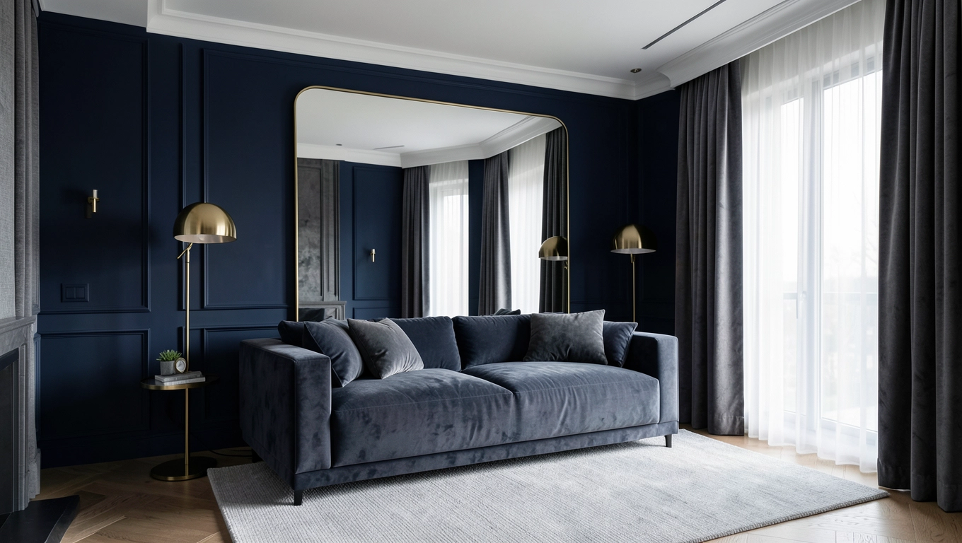 aranżacja wnętrz ciemne ściany