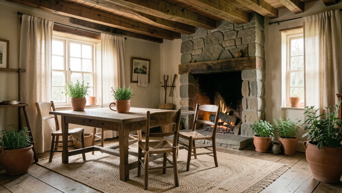 dom w stylu wiejskim wnętrze